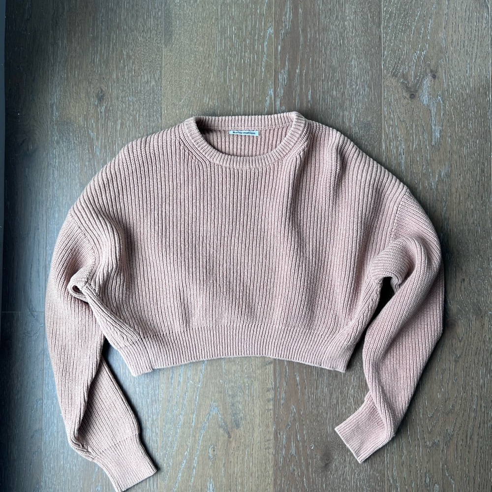 Reformation Cropped Brown Sweater